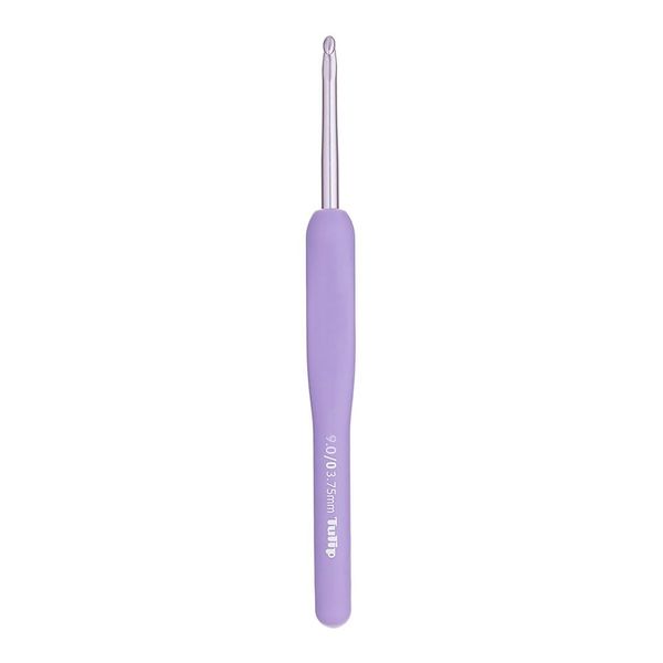 Tulip Etimo Murasaki Häkelnadel - Ergonomische Häkelnadel aus Aluminium mit Soft-Griff, Leicht und Mit Glatter Spitze für Alle Garnarten, Violetter Griff, 5.50mm - 1 Stück