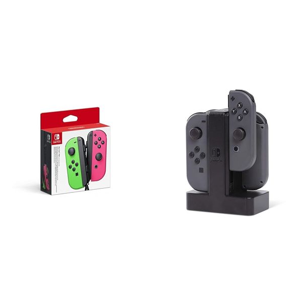 Nintendo Joy-Con Neon + PowerA Ladestation (Nintendo Switch)