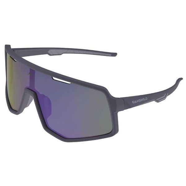 Gamswild WS4042 Fahrradbrille – polarisierte Sonnenbrille - schnelle Fahrradbrille - bruchsichere Polycarbonatgläser - 100% Schutz vor UV Strahlen - dank UV400 – 27g