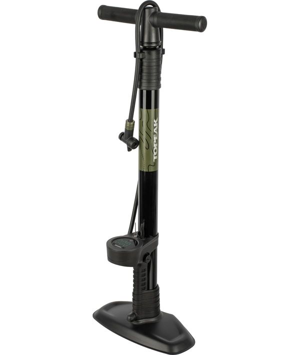 Topeak JoeBlow Mountain X Digital Standpumpe Schwarz Gelb, Fahrradpumpe mit Digitalmanometer für MTB Gravelbike Fatbike und Tubeless Reifen