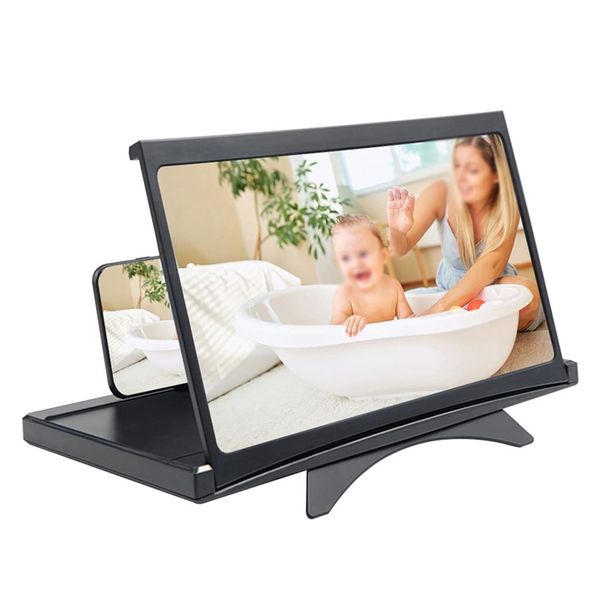 Bildschirmvergrößerer, 12 Zoll 3D HD Mobile Curved Screen Verstärker Film Display Lupe Smart Holder