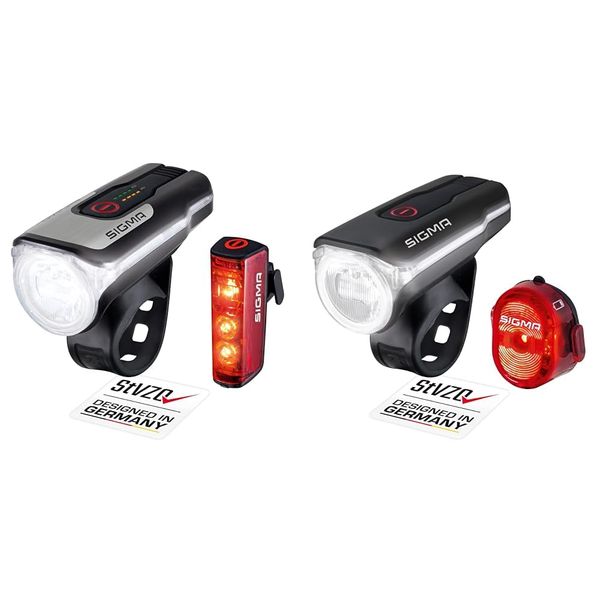 SIGMA SPORT - LED Fahrradlicht Set Aura 80 und Blaze & - LED Fahrradlicht Set Aura 60 und Nugget II | StVZO zugelassenes, akkubetriebenes Vorderlicht und Rücklicht