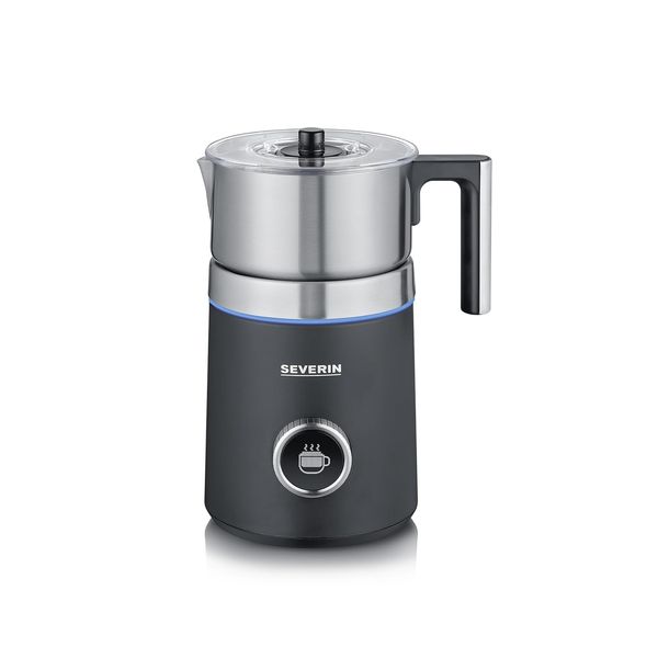 SEVERIN SPUMA 700 Plus Induktions-Milchaufschäumer, 13 Programme, OLED-Display, LED-Lichtring mit Statusanzeige, einfache Reinigung, Barista-Ausgusszotte, Edelstahl-gebürstet, schwarz, SM 3587
