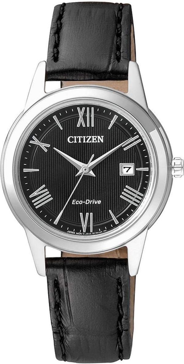 CITIZEN Damen Analog Quarz Uhr mit Leder Armband FE1081-08E, Schwarz