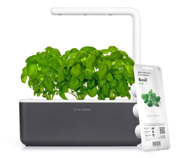 Click and Grow Growbox, Smart Garden, einfacher als Hydroponisches anzuchtsystem, Indoor Garten, kräutergarten, Indoor gewächshaus mit 3 Plant pods dabei, Dunkelgrau
