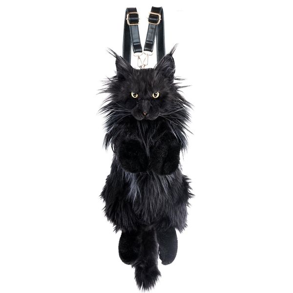 Chongker Plüschtier Katze Rucksack, Realistische Plüsch-Umhängetasche in Katzenform, Damen Katzen Plüsch Rucksack, Niedliche Schultasche, Ha