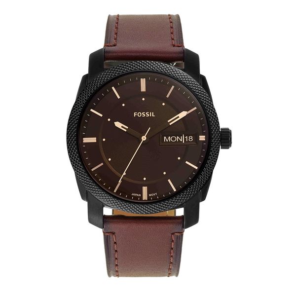 Fossil Machine Watch für Herren, Quarz-Dreizeiger-Datumswerk mit Edelstahl- oder Lederarmband