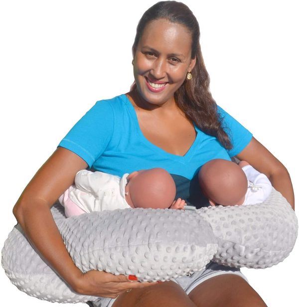 Traumreiter Zwillingskissen Stillkissen Grau für Zwillinge I Stillkissen Zwillinge Zwillingsstillkissen I Baby Ausstattung Stillen Kissen Tw