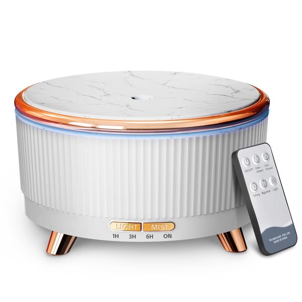 Diffusor für ätherisches Öl, mit großer Kapazität, 500 ml, Ultraschall-Aromatherapie-Diffusor mit 7 farbigen LED-Lichtern mit Fernbedienung, kalter Nebel, Timing-Nebel, Ausschalten