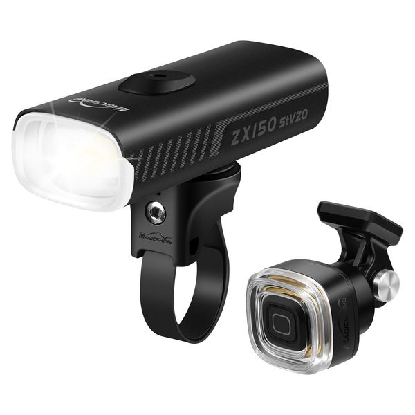 Magicshine Fahrradlicht Set ZX150 und VTG50mit 6700mAh akkubetriebenes Vorderlicht und Rücklicht, 7,5h Akkulaufzeit I USB aufladbar & wasserdicht I StVZO zugelassen I LED Fahrrad Licht vorne