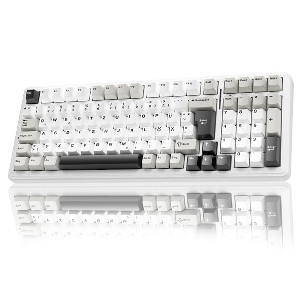 AULA F99 Kabellose Gaming Tastatur Mechanisch, QWERTZ DE-Layout, BT5.0/2.4G/USB-C, Gasket Struktur, Hot Swap, RGB, PBT Tastenkappen