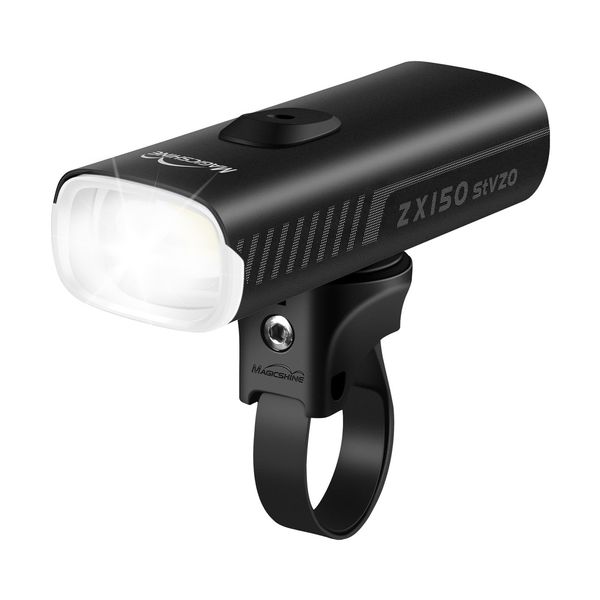 Magicshine ZX150 | LED Fahrradlicht 150 Lux | StVZO zugelassenes, akkubetriebenes Vorderlicht mit 2 Leuchtmodi | 230 m Leuchtweite, IPX6 Wasserdichtes Fahrradlichter für Kinder und Erwachsene Schwarz