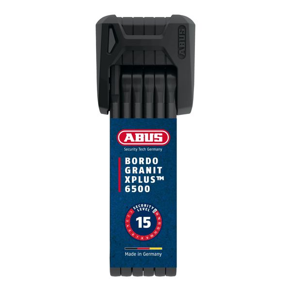 ABUS Faltschloss Bordo Granit XPlus 6500/85 ST mit Schlosstasche - Fahrradschloss aus gehärtetem Stahl - ABUS-Sicherheitslevel 15-85 cm - Schwarz