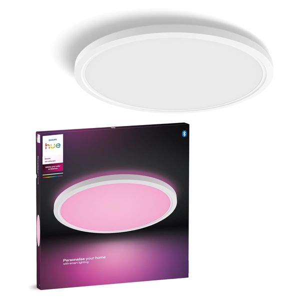 Philips Hue Devote Smart LED-Panel rund 43 cm, 2900 lm, 16 Millionen Farben, weißer Rahmen