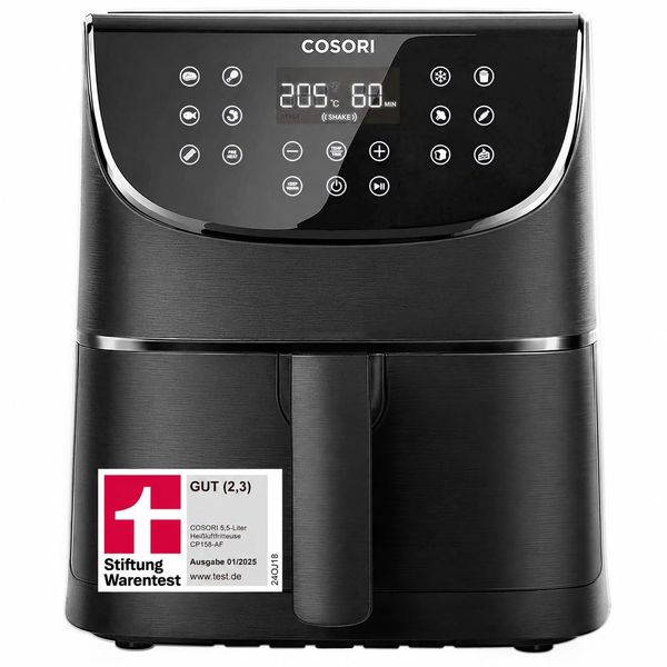 COSORI Heißluftfritteuse 5,5 L, Airfryer mit 13 Kochfunktionen, LED-Touchscreen, Timer & Temperaturkontrolle, für 3-5 Personen geeignet, schwarz
