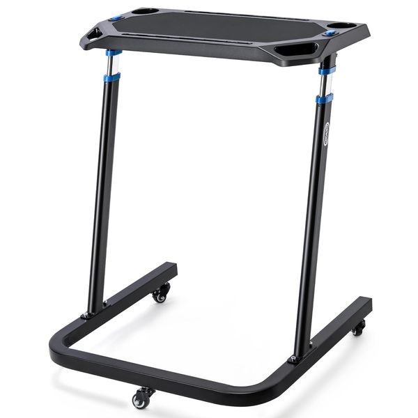 CXWXC Fahrrad Trainingstisch für den Innenbereich, Verstellbarer Ständer mit Gleitfläche – Tragbarer Fahrradtrainer Fitnesstisch mit abnehmbaren Rädern