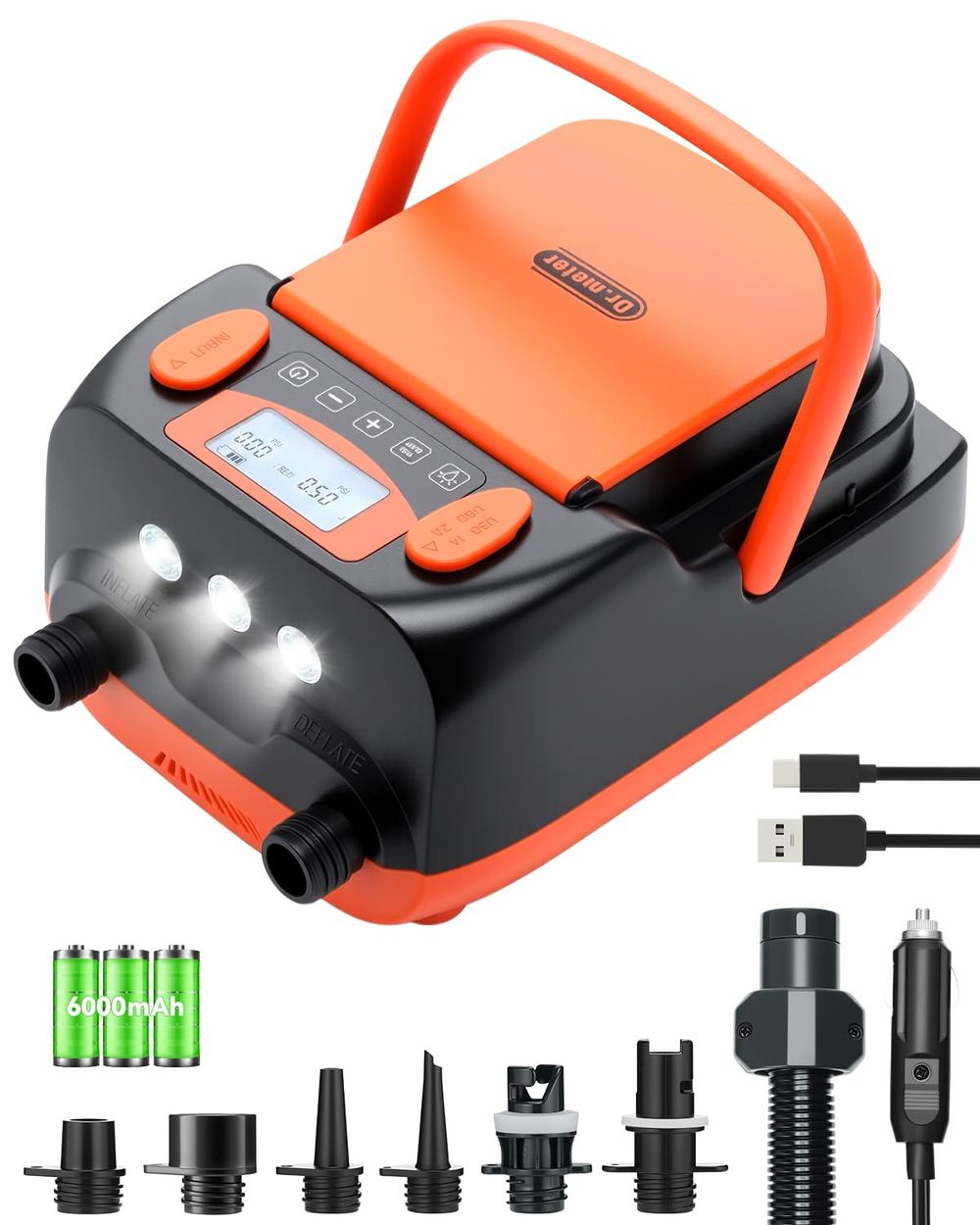 Dr.meter Elektrische SUP-Pumpe mit Akku (6000 mAh)
