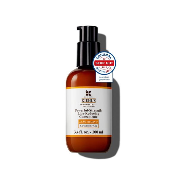 KIEHL'S Powerful-Strength Line-Reducing Concentrate, glättendes Anti-Aging-Serum, Gesichtsserum mit 12,5% Vitamin-C und Hyaluronsäure zur Verringerung von Falten