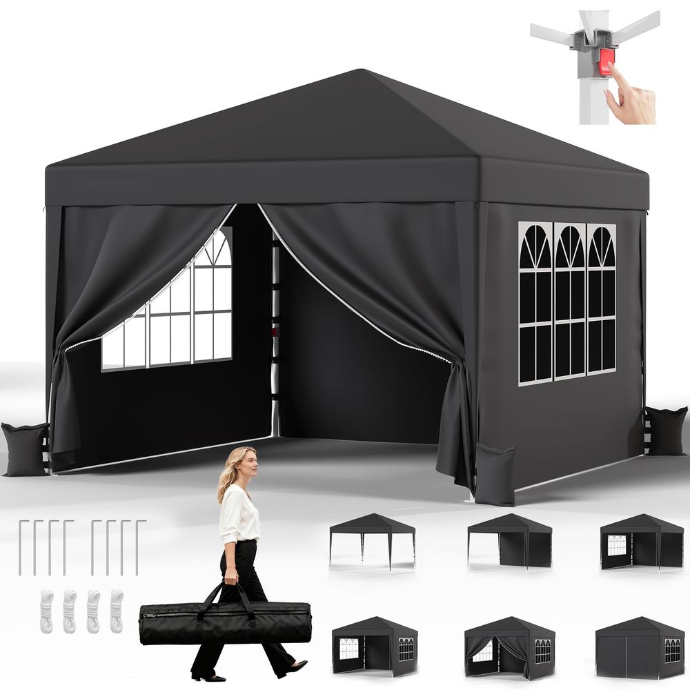 JUMMICO Pavillon 3x3 m wasserdicht mit Seitenwänden
