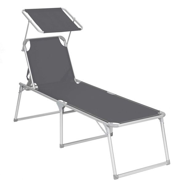 SONGMICS Sonnenliege mit Dach (Aluminium)