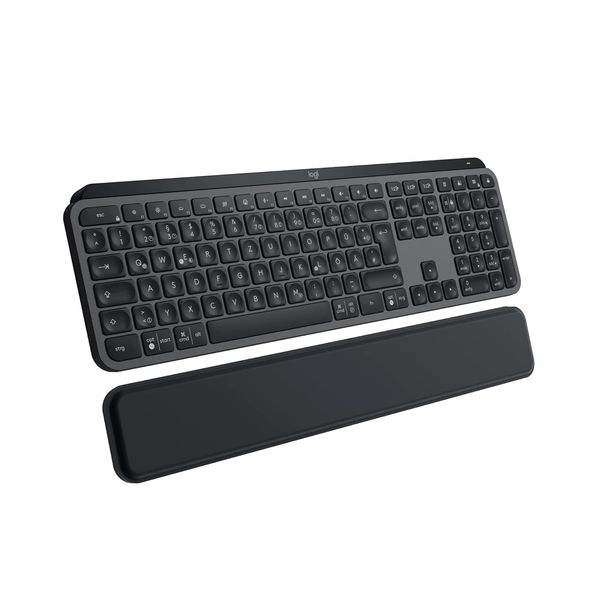 Logitech MX Keys S Plus kabellose Tastatur mit Handballenauflage, Backlit Low-Profile, Bluetooth, USB-C, Deutsches QWERTZ
