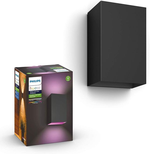 Philips Hue White & Color Ambiance Resonate Outdoor Wandleuchte – dimmbare LED mit 16 Mio. Farben, schwarz