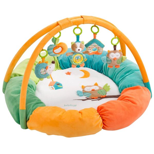 Fehn 3-D-Activity-Nest Spielbogen Eule – Baby Krabbeldecke mit 5 Spielzeugen