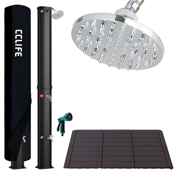 CCLIFE Solardusche 35 L mit Bodenplatte