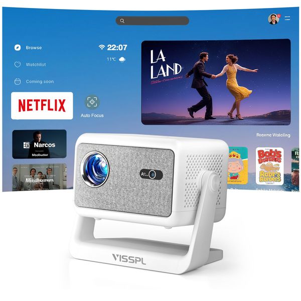 VISSPL Smart Mini Beamer 4K mit Netflix & Autofokus