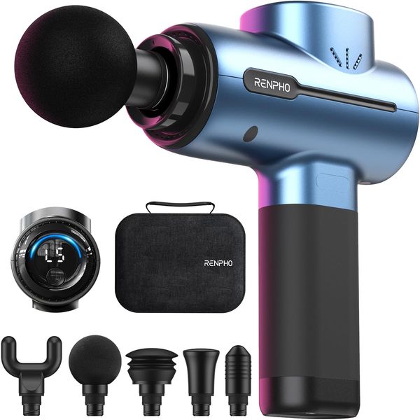 RENPHO Active Massagepistole – Tiefengewebe-Massage mit 5 Aufsätzen und LED-Display