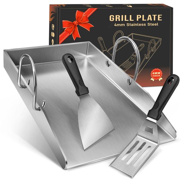 ColCospie Edelstahl-Grillplatte Plancha 40×30 cm