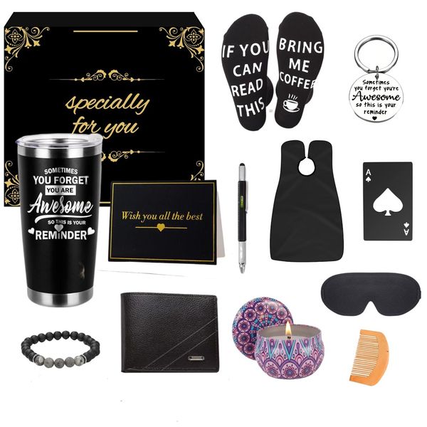 13 x Geschenkboxen für Männer, Geburtstagsgeschenkkorb, Dankeschön/I Love You, Geschenke für Erwachsene, gute Besserung, Geschenkkorb für Herren, Geburtstagsbox für Ihn, Kerl, Vater, Ehemann, Freund