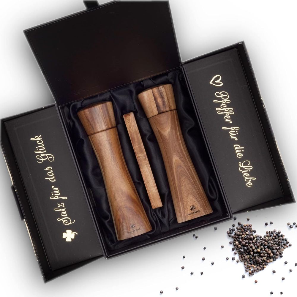BUTLERBELL Salz- und Pfeffermühle Holz Geschenkbox