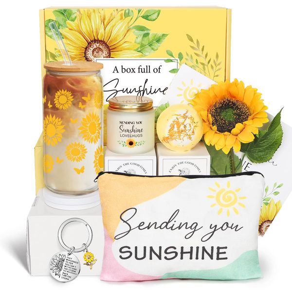 Geburtstagsgeschenke für Frauen, Gute Besserung, Geschenke, Senden von Sonnenschein, Sonnenblume, Ermutigung, Geschenkkörbe für Frauen, Selbstpflege, Weihnachtsgeschenke für Frauen, beste Freunde