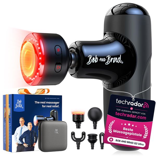 Bob and Brad Q2 Ultra Massagepistole mit Infrarot-Heizmassagekopf, Mini Massage Pistole mit Tragetasche, Leise Massagegerät Massage Gun Muskelmassagepistole für Linderung von Muskelschmerzen