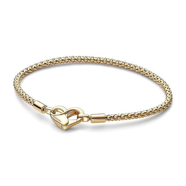 Pandora Moments Nietenketten-Armband, 14-karätig vergoldet, mit Herzverschluss