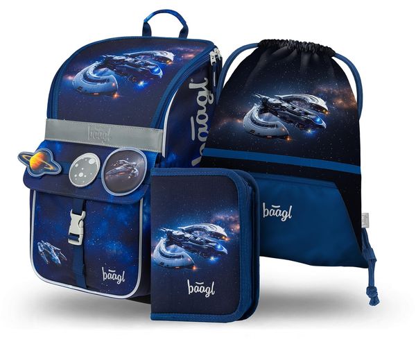 Baagl Schulranzen Mädchen Set 3 Teilig (Zippy Schultasche für 1. Klasse, Mäppchen, Turnbeutel), Grundschule Ranzen Tornister mit Brustgurt,