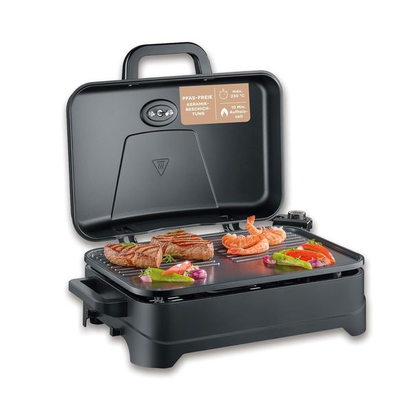 Severin Tischgrill Elektro-Grill für Balkon mit Grillhaube, 2300W