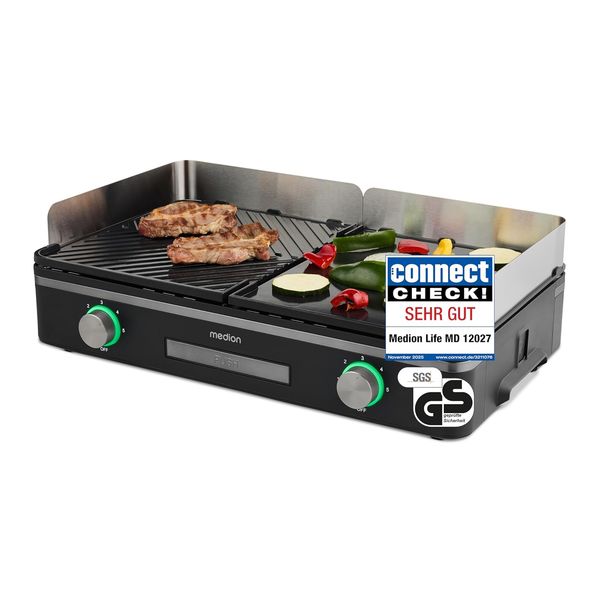 MEDION Tischgrill elektrisch mit Dual-Zonen-System, 2400W