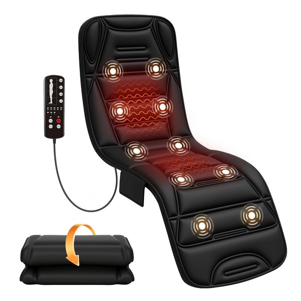 COMFIER Ganzkörper Massagematte mit Heizfunktion, Vibrations Massagesitzauflage mit 10 Vibrationsmotoren, 5 Massagemodi und Auto-Off-Funktio