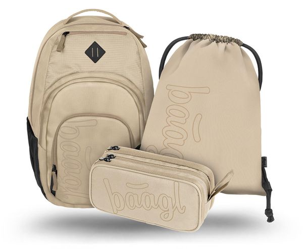 Baagl Schulrucksack Set 3 Teilig, Ergonomischer Großer Rucksack mit Kühlfach für Jungen Mädchen Teenager, Grundschule Ranzen mit Brustgurt u