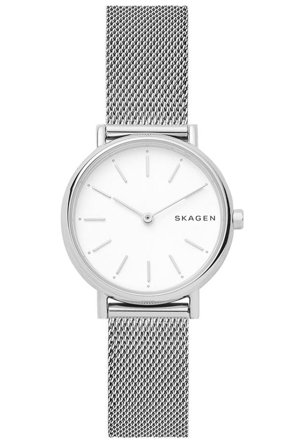 Skagen Signatur Lille Watch for Women, Silver Tone Quartz Two Hand Movement with Stainless Steel or Leather Strap