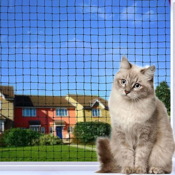 Katzennetz für Balkon, 16x3m Katzennetz Drahtverstärkt ist Robust UV-Beständig & Witterungsfest, Schutznetz Katzen für Balkonen und Fenstern
