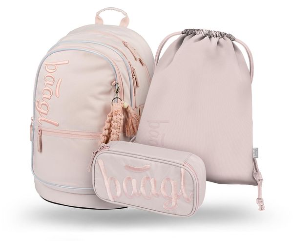 Baagl Schulrucksack Set Jungen Mädchen 3 Teilig, Schultasche für Grundschule Volksschule, Grundschule Ranzen mit Brustgurt, Ergonomischer Sc