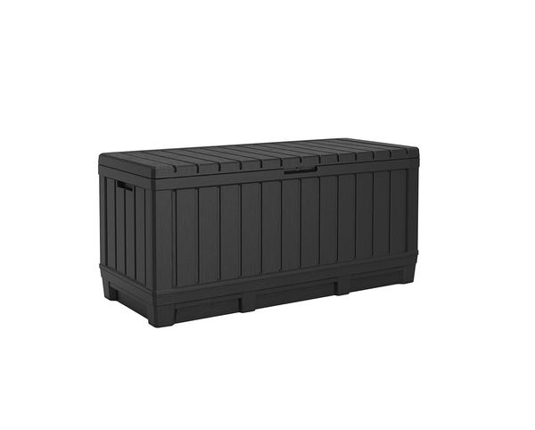Koll Living Gartenbox Kentwood 350 Liter Stauraum anthrazit - kompakte Aufbewahrungsbox mit viel Platz für Sitzauflagen, Gartengeräte oder K