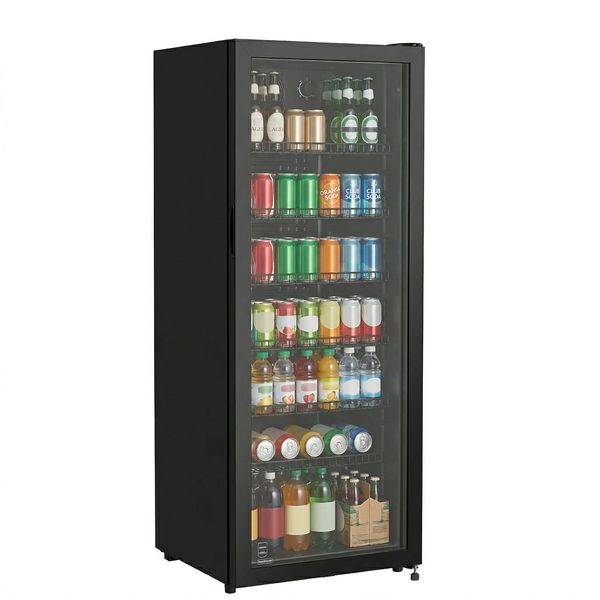 METRO Professional Getränkekühlschrank GSC4240B – 237 L, 6 verstellbare Einlegeböden, LED-Innenbeleuchtung, abschließbar, schwarz