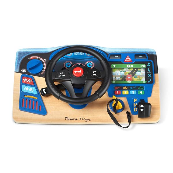 Melissa & Doug - Vroom and Zoom Armaturenbrett aus Holz mit Lenkrad, Licht und Soundeffekten