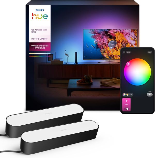 Philips Hue White & Color Ambiance Play Lightbar 2er Pack Basis-Set (500 lm), Lichtsäulen zur TV-Hintergrundbeleuchtung