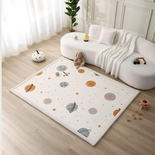 Wolkenweiche Spielmatte Baby 200x150cm – Planeten Krabbelmatte mit Memory-Schaum
