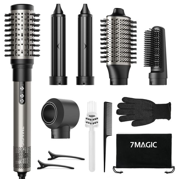 6 in 1 Airstyler, Ionen Föhn, Multifunktionaler Hairstyler, 110000 U/Min, Professioneller Warmluftbürste, Lockenstab Automatisch, Glätteisen, Zum Styling, Volumisieren, Locken und Glätten